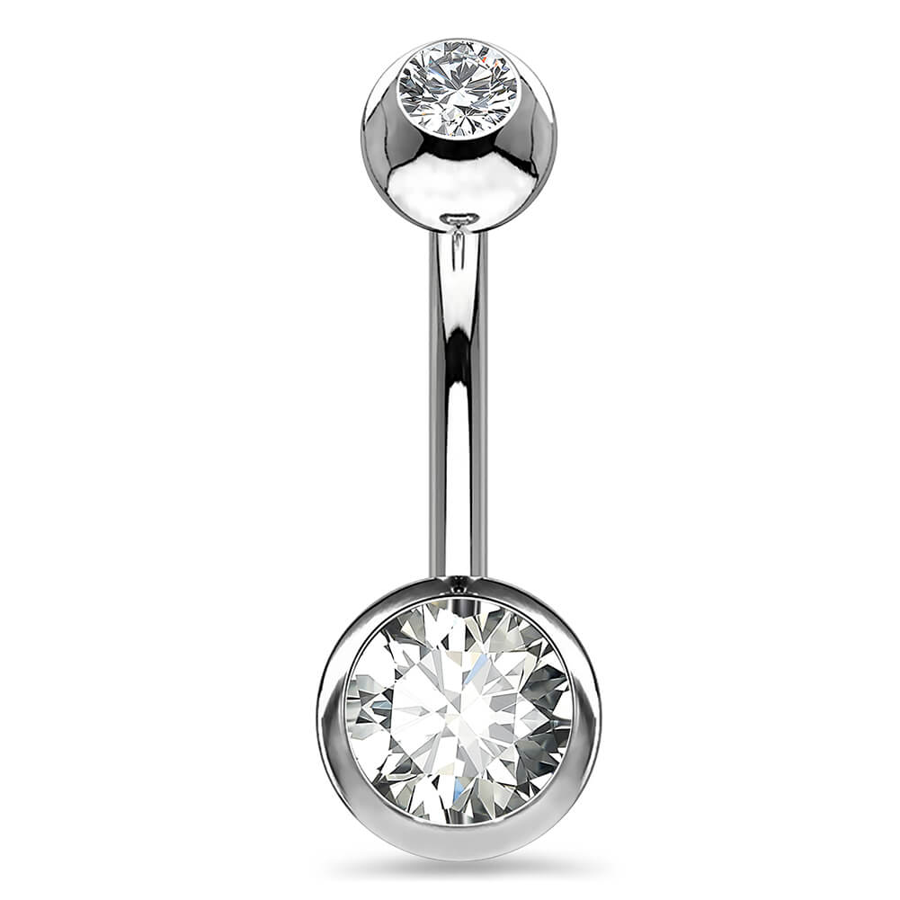 10K Solid Gold CZ Pavé Ball Belly Button Ring - 14G | Banter